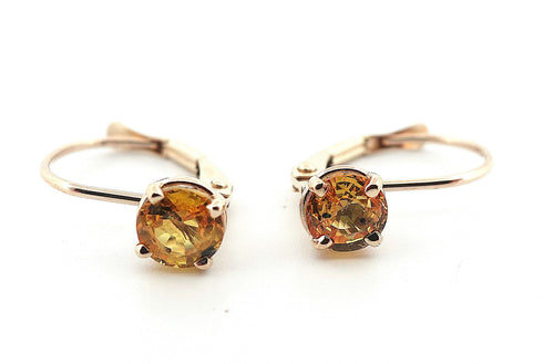 14KY 1.08CTW ROUND NAT YELLOW SAPPHIRE AA LEVER BACK STUDS