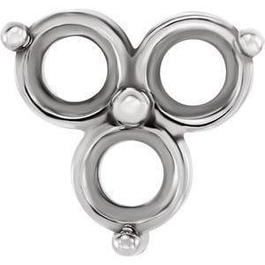 Settings 14K White 3.8 mm Round 2-Prong Three-Stone Earring Setting