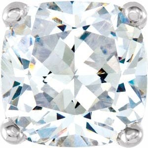 Settings 14K White 6.5x6.5 mm Cushion 4-Prong Earring Setting