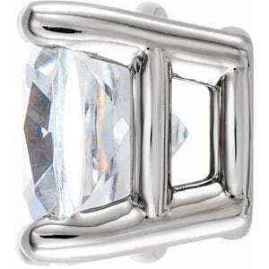 Settings 14K White 6.5x6.5 mm Cushion 4-Prong Earring Setting