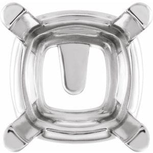 Settings 14K White 6.5x6.5 mm Cushion 4-Prong Earring Setting