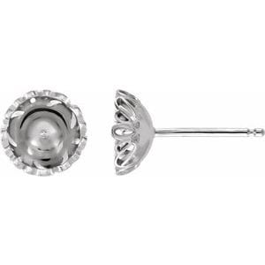 Earrings 14K White Earring for 7 mm Pearl