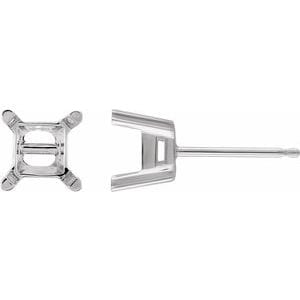 Earrings Sterling Silver 6.5 mm Square 4-Prong Earring Mounting