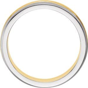 Rings 14K Yellow/White 6.75 mm Single Sided Stepped-Edge Flat Band Size 10