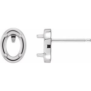 Earrings 14K White 8x6 mm Oval 4-Prong Earring Mounting