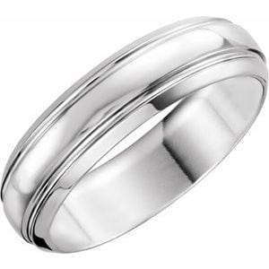 Rings 14K White 6 mm Grooved Band Size 5