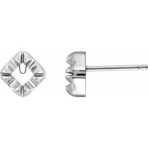 Earrings 14K White 3 mm Square Illusion Earring Mounting