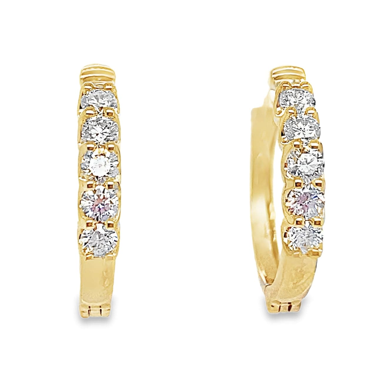 14K YELLOW GOLD 1CT TW ROUND BRILLIANT LAB DIAMOND HOOP EARRINGS