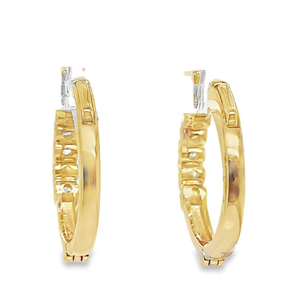 14K YELLOW GOLD 1CT TW ROUND BRILLIANT LAB DIAMOND HOOP EARRINGS