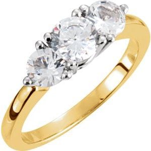 Rings 14K Yellow/White Three-Stone Engagement Ring Mounting