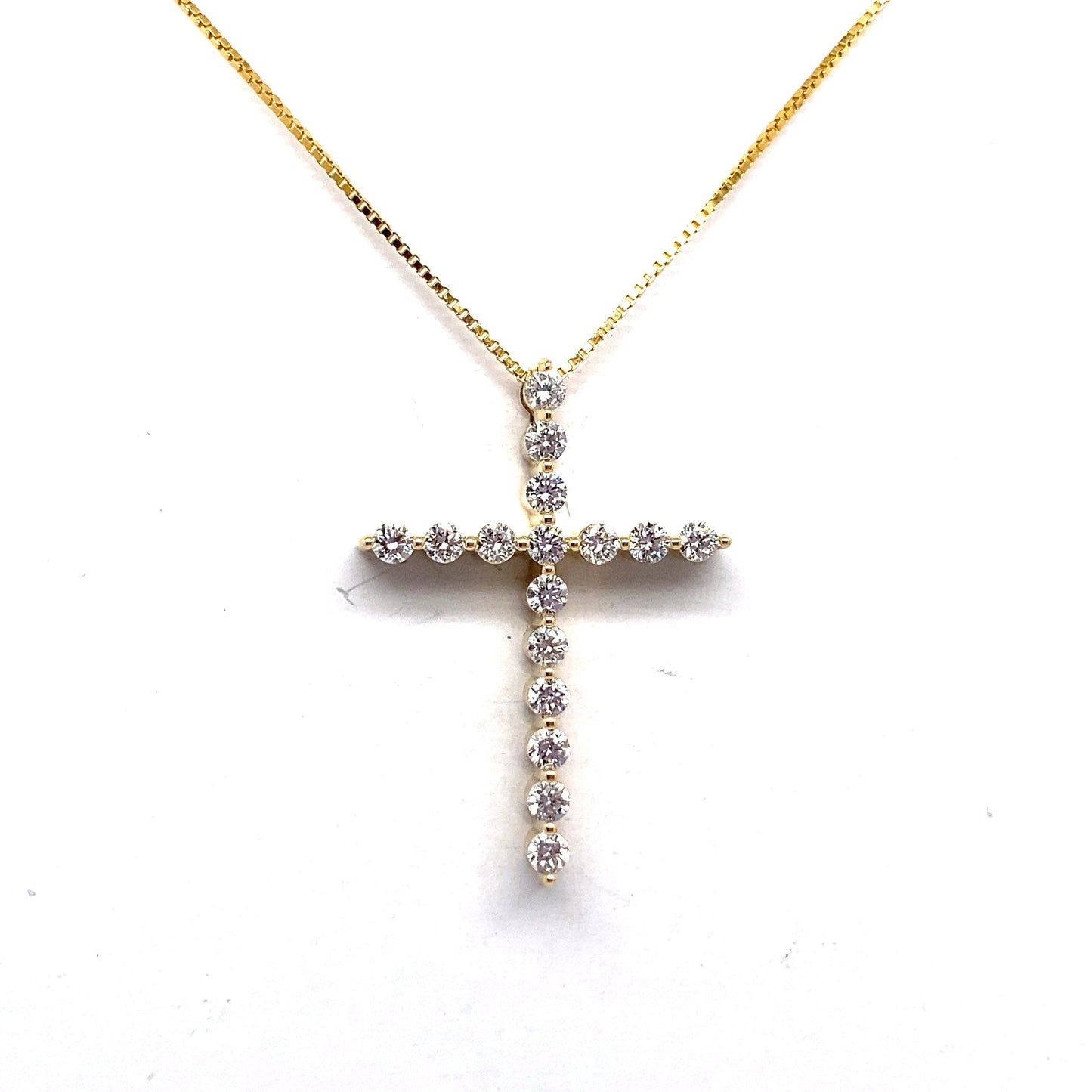 christopher fine diamonds 14k yellow gold  1/2 ct tw lab grown round brilliant diamond accent  cross pendant with chain