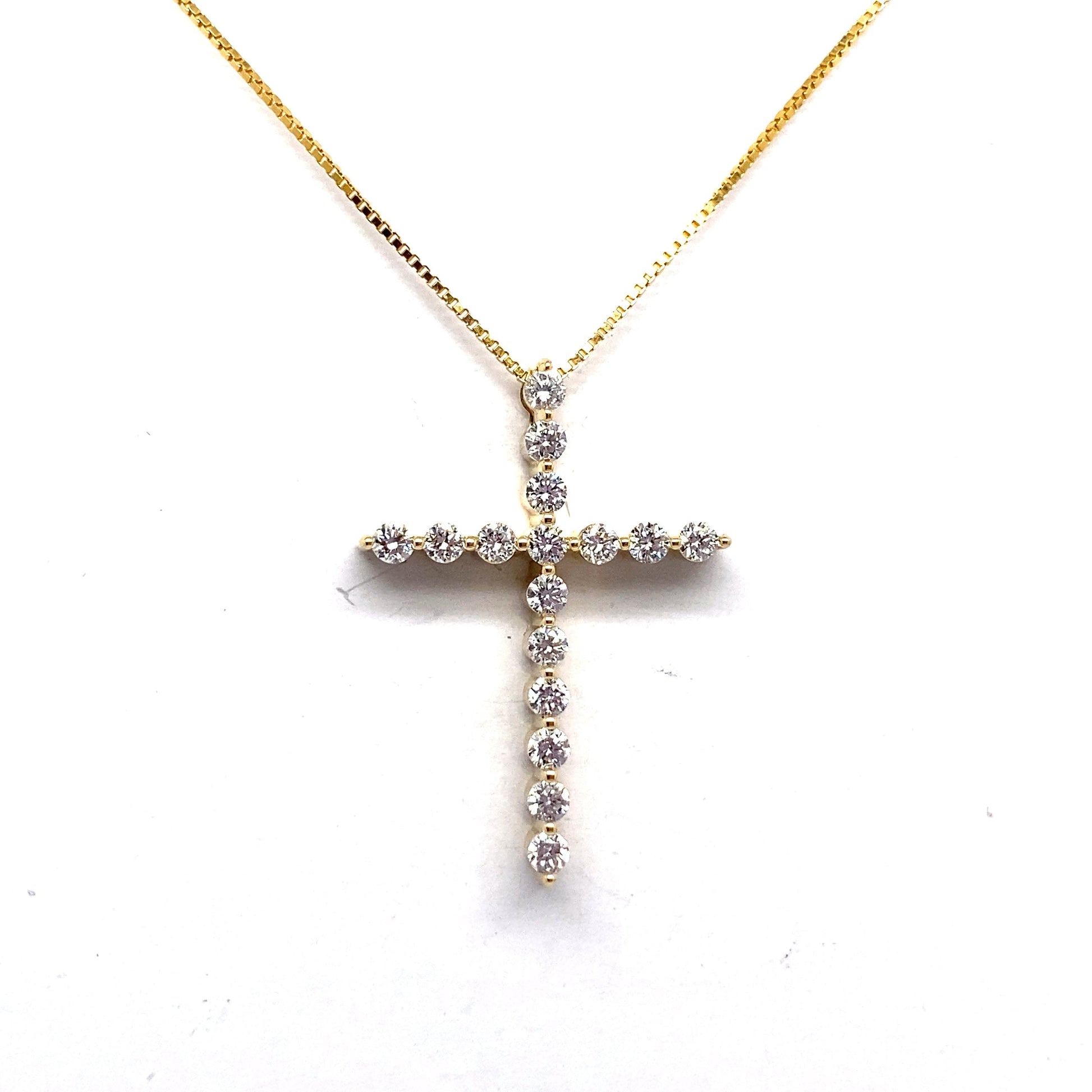 Christopher Fine Diamonds 14K YELLOW GOLD  1/2 CT TW LAB GROWN ROUND BRILLIANT DIAMOND ACCENT  CROSS PENDANT WITH CHAIN