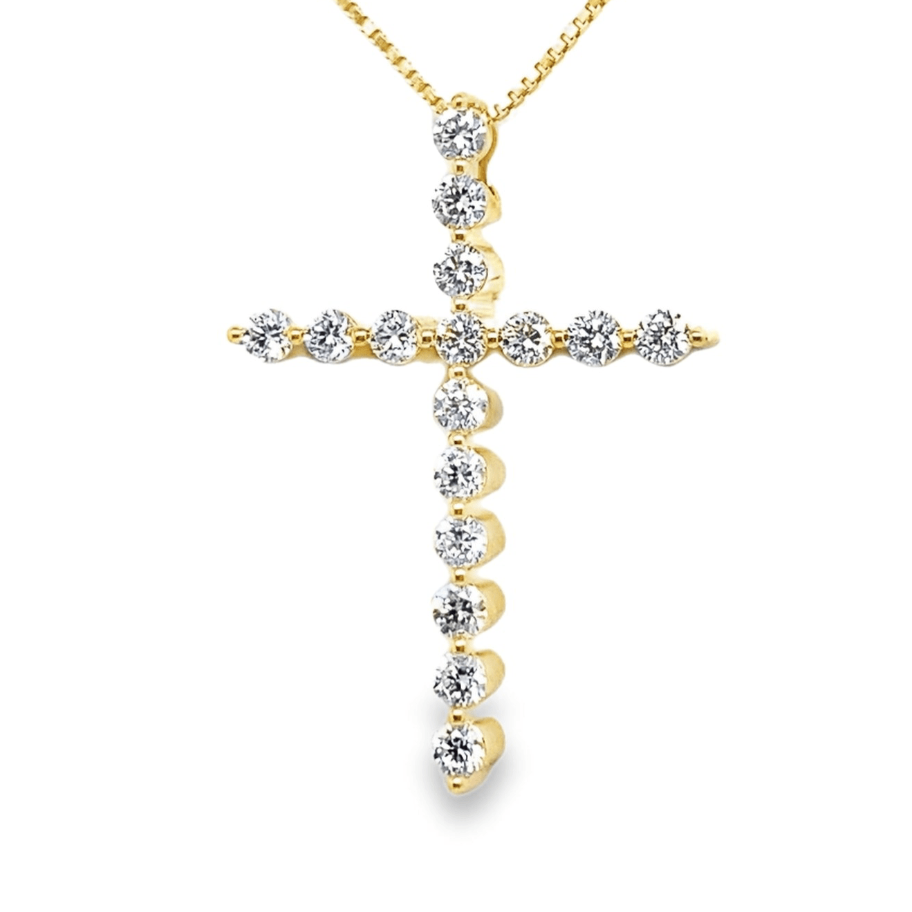 LAB GROWN DIAMOND CROSS PENDANT 14K GOLD 1/2 CT WITH CHAIN