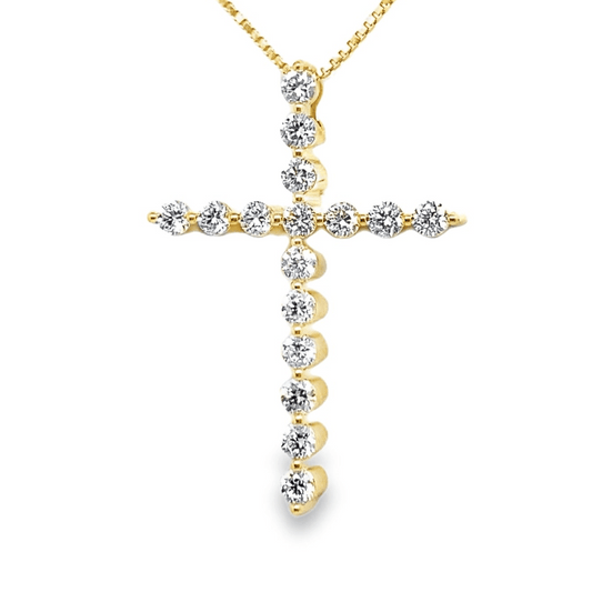 LAB GROWN DIAMOND CROSS PENDANT 14K GOLD 1/2 CT WITH CHAIN