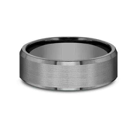 DARK GREY TANTALUM MEN'S BAND SATIN FINISH SLIGHTLY BEVELED EDGES 7MM COMFORT-FIT SIZE 10