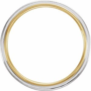 Rings 14K Yellow/White/Yellow 7 mm Stepped-Edge Grooved Comfort-Fit Flat Band Size 11