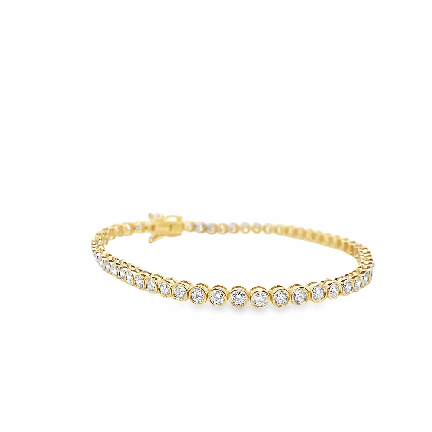 14KY 3.12CTW DIAMOND ACCENT ED BEZEL SET TENNIS BRACELET