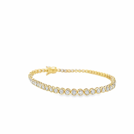 14KY 3.12CTW DIAMOND ACCENT ED BEZEL SET TENNIS BRACELET