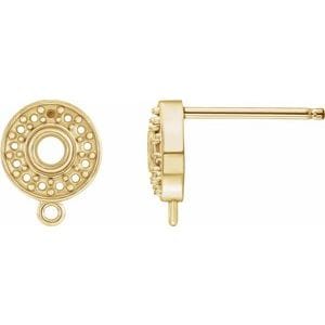 Earrings 14K Yellow 2.5 mm Round Bezel-Set Halo-Style Earring Top
