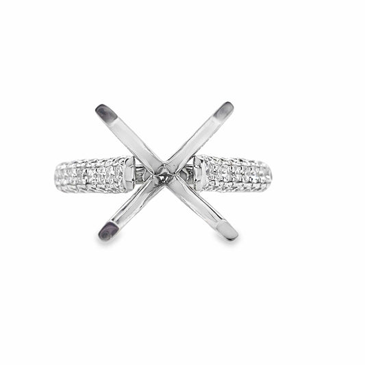 18KW 8MM PRINCESS 1.12CTW NAT RBC DIAMOND MICRO PAVE RING