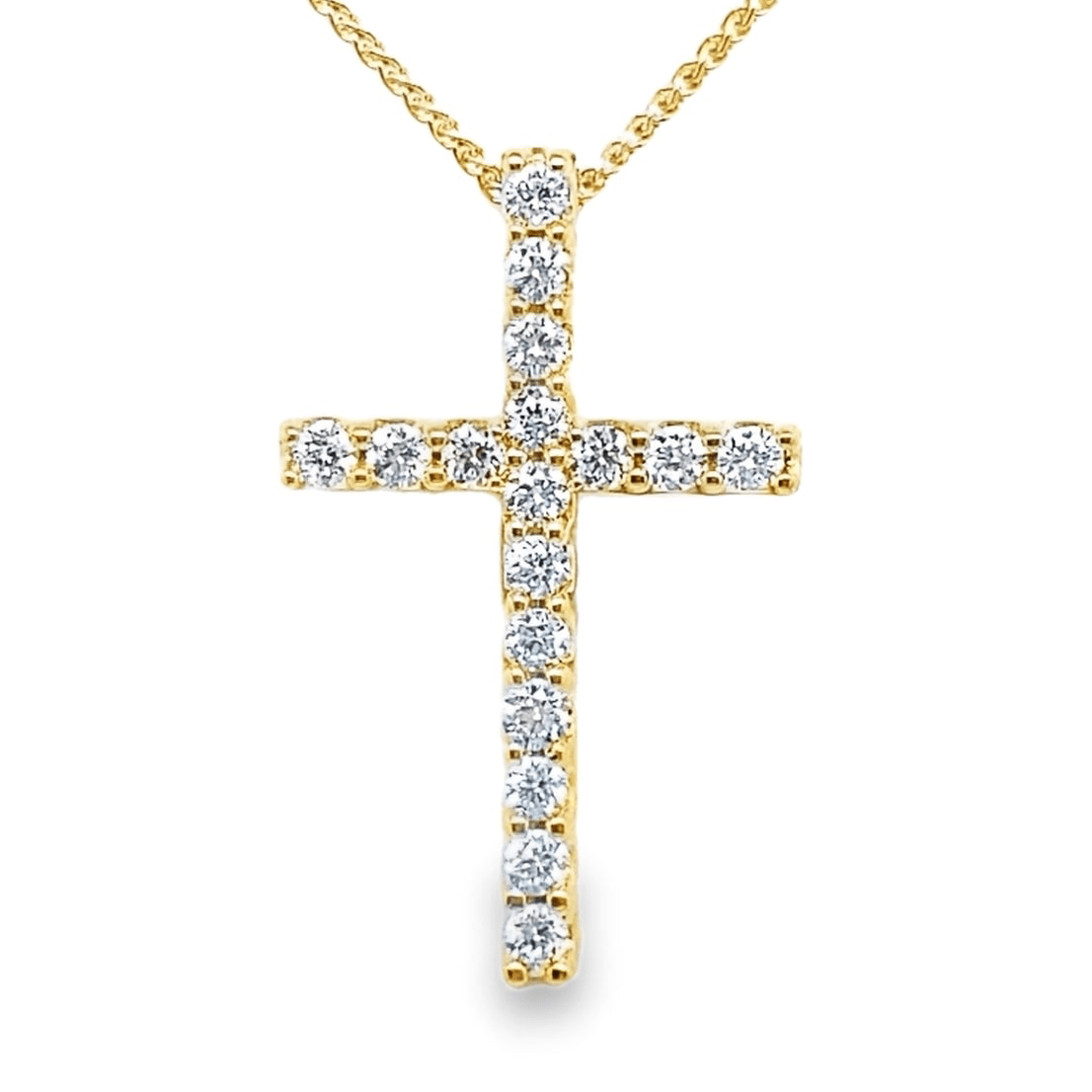 14K GOLD DIAMOND CROSS PENDANT NECKLACE WITH CHAIN 1/4 CT