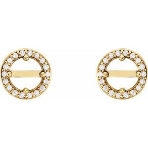 Earrings 14K Yellow 5.2 mm Round 1/10 CTW Natural Diamond Semi-Set Earrings