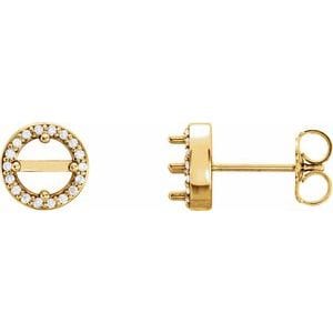 Earrings 14K Yellow 5.2 mm Round 1/10 CTW Natural Diamond Semi-Set Earrings