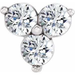 Settings 14K White 3.8 mm Round 2-Prong Three-Stone Earring Setting