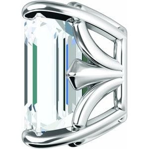 Settings 14K White 8x6 mm Emerald 4-Prong Fleur-de-Lis Earring Setting