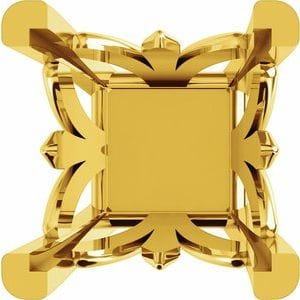 Settings 14K Yellow 6 mm Square V-Prong Fleur-de-Lis Earring Setting