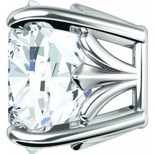 Settings 14K White 5x5 mm Cushion 4-Prong Fleur-de-Lis Earring Setting