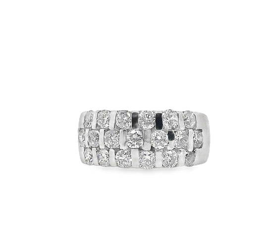 14KW 1.50CTW NATURAL RBC DIAMOND 3-ROW CHANNEL BAND