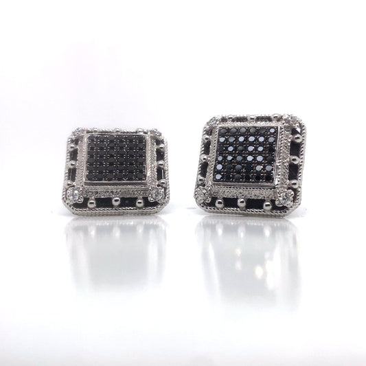 14KW CUFF LINKS 1.10CTW NATURAL DIAMONDS BLACK ONYX BACKING