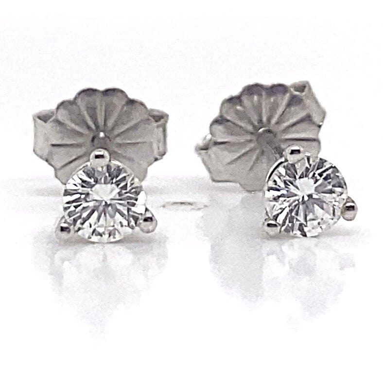 14K WHITE GOLD .32CT TW NATURAL DIAMOND ROUND BRILLIANT G-H/SI1 MARTINI STYLE STUD EARRINGS