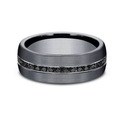 DARK GREY TANTALUM MEN'S BAND 0.40CT TW BLACK NATURAL DIAMONDS (20D) SATIN FINISH 7.5MM COMFORT-FIT SIZE 10