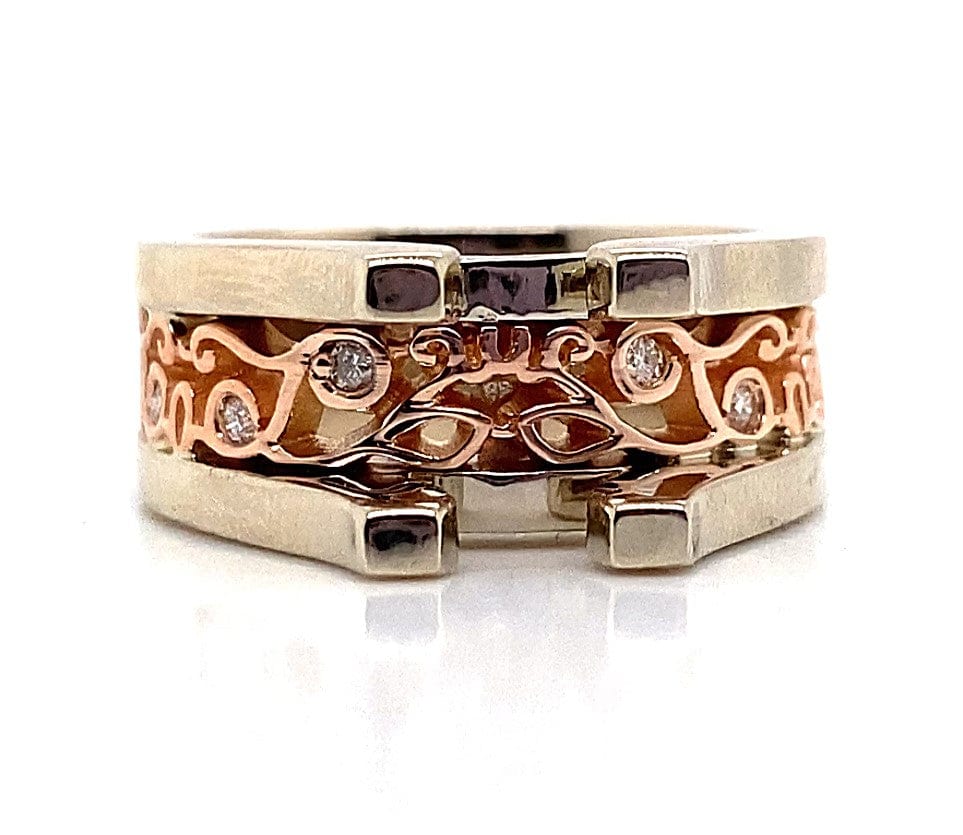 14K WHITE AND ROSE GOLD NO CENTER .16CT TW NATURAL ROUND BRILLIANT DIAMOND ACCENT