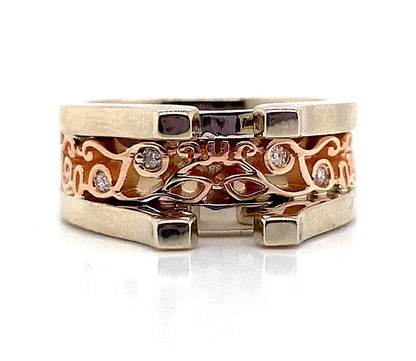 14K WHITE AND ROSE GOLD NO CENTER .16CT TW NATURAL ROUND BRILLIANT DIAMOND ACCENT