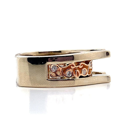 14K WHITE AND ROSE GOLD NO CENTER .16CT TW NATURAL ROUND BRILLIANT DIAMOND ACCENT