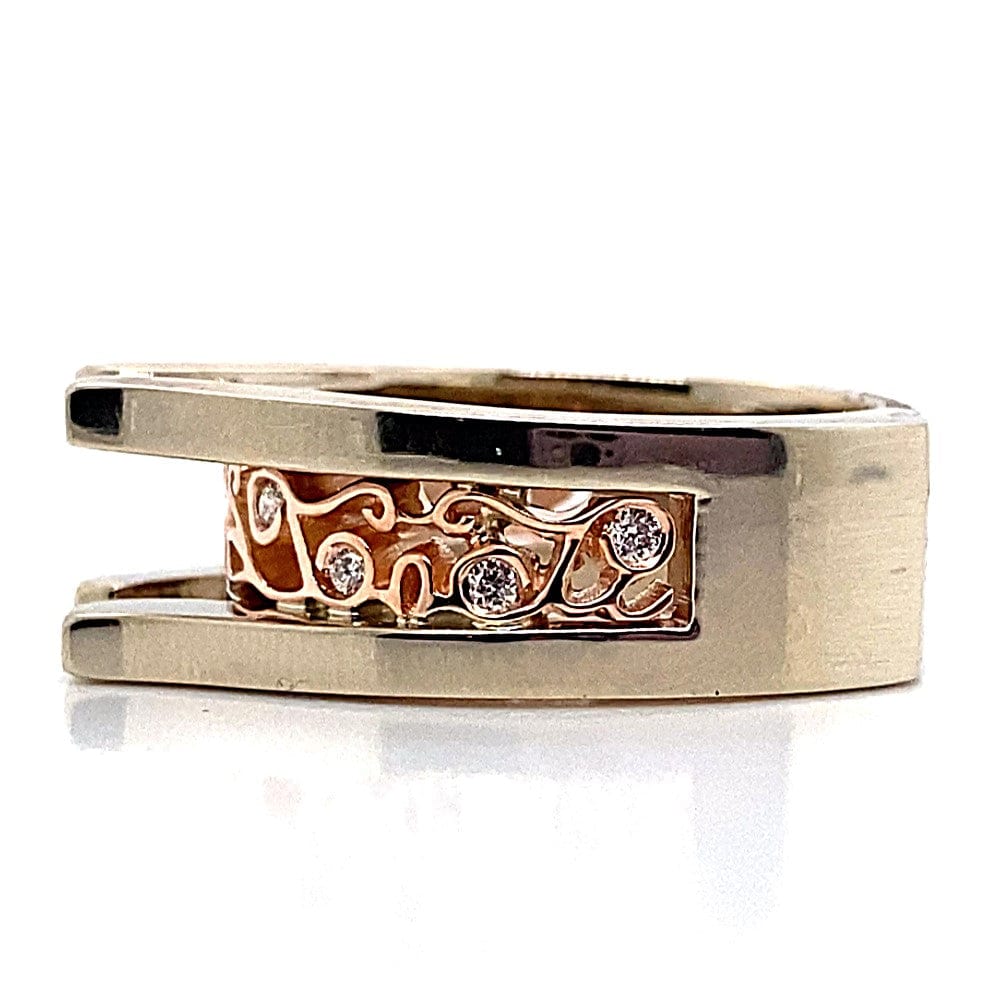 14K WHITE AND ROSE GOLD NO CENTER .16CT TW NATURAL ROUND BRILLIANT DIAMOND ACCENT