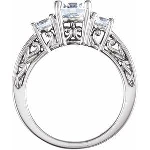 Rings 14K White Three-Stone Engagement Ring Mounting
