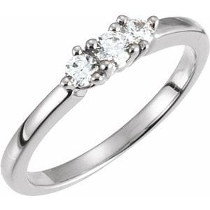 Rings Sterling Silver 3 mm Round 3-Stone Anniversary Band Mounting