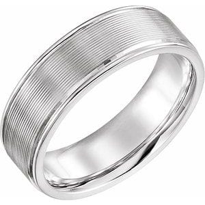 Rings 14K White 6 mm Grooved Band Size 8
