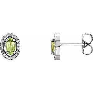 Earrings 14K White Natural Peridot & .08 CTW Natural Diamond Earrings