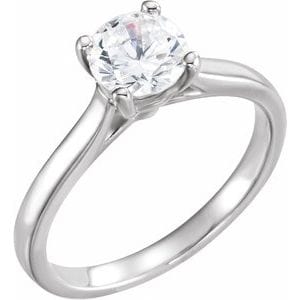 Rings 14K White 6.5 mm Round Solitaire Engagement Ring Mounting