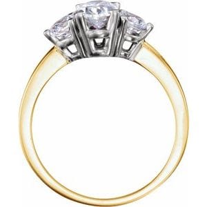 Rings 14K Yellow/White 6x4 mm Oval Three-Stone Engagement Ring Mounting