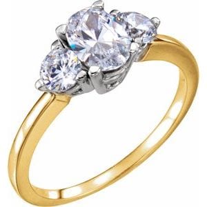 Rings 14K Yellow/White 6x4 mm Oval Three-Stone Engagement Ring Mounting