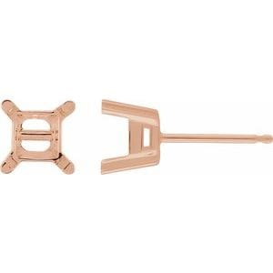Earrings 14K Rose 3 mm Square 4-Prong Earring Mounting