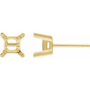 Earrings 14K Yellow 6.5 mm Square 4-Prong Earring Mounting