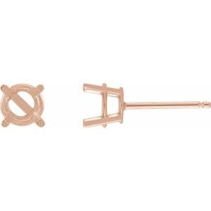 Earrings 18K Rose 5 mm Round 4-Prong Stud Earring Mounting