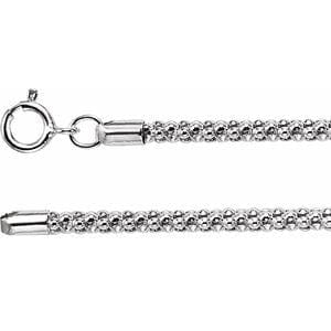 Bracelets Sterling Silver 2.75 mm Popcorn 7" Chain